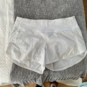 White Lululemon speed shorts